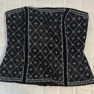 Black Strapless Corset Top with Silver Studs